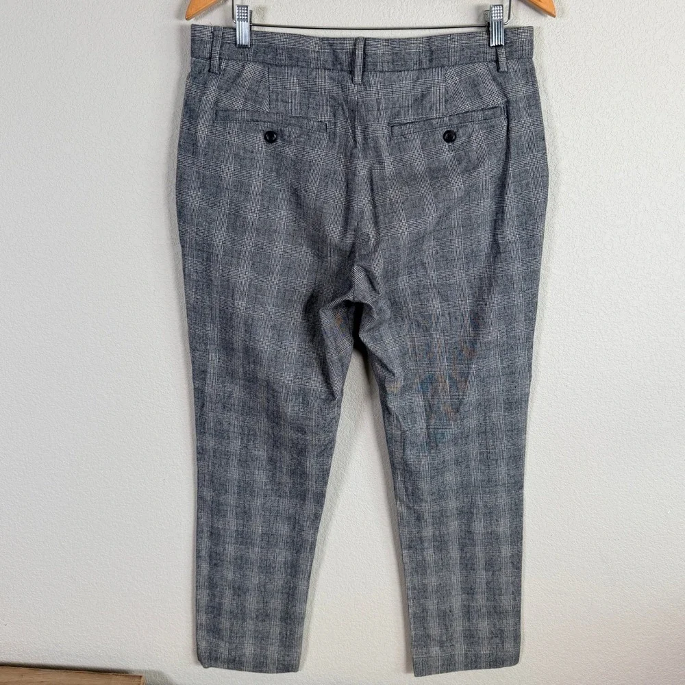 Banana Republic Slim Tapered Dress Pants Men Actual 33x27 Gray Plaid Stretch‎